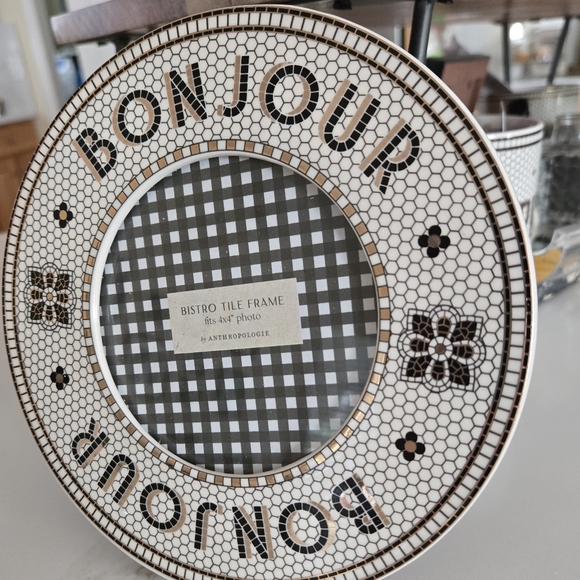 NWT Anthropologie "BONJOUR" Round Picture Frame - Picture 4 of 5